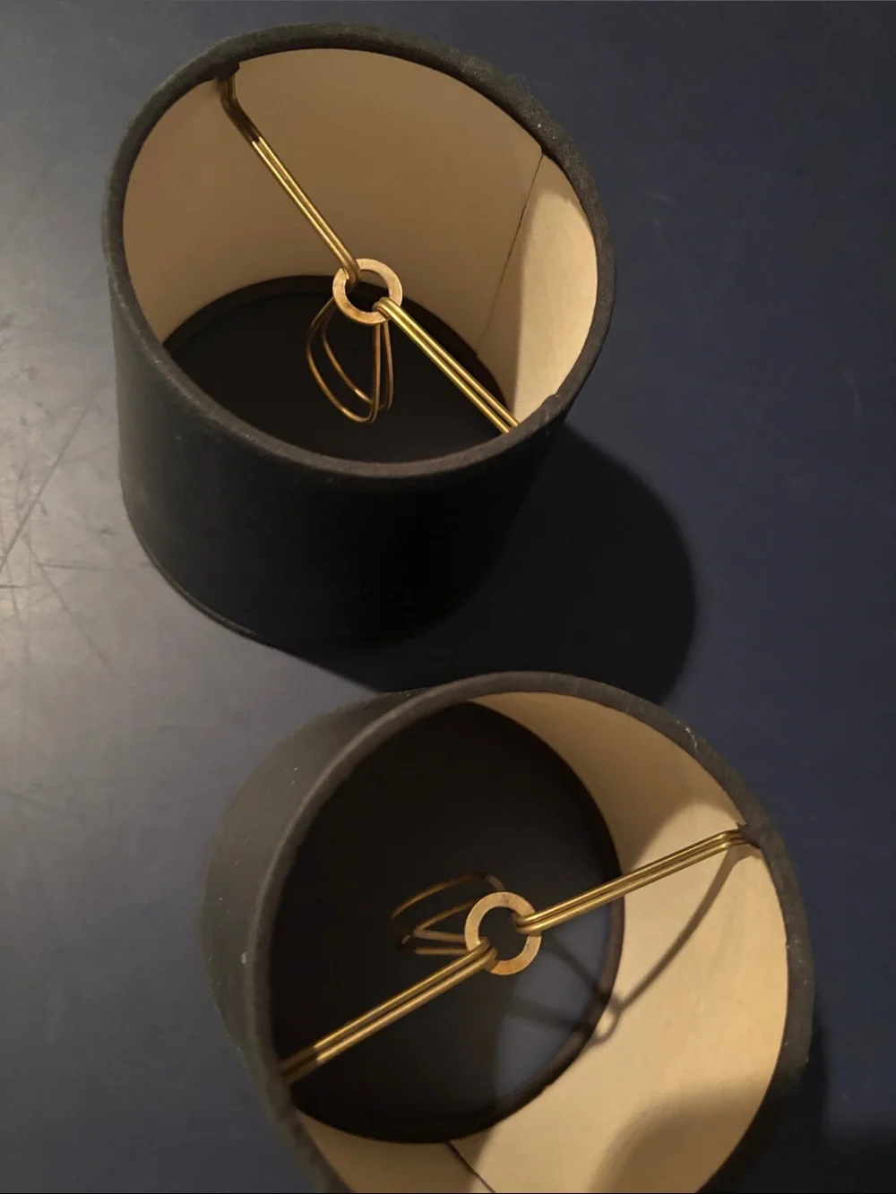 Set of 2 - Black Drum Lamp Shades with Gold Interior - Home Accents